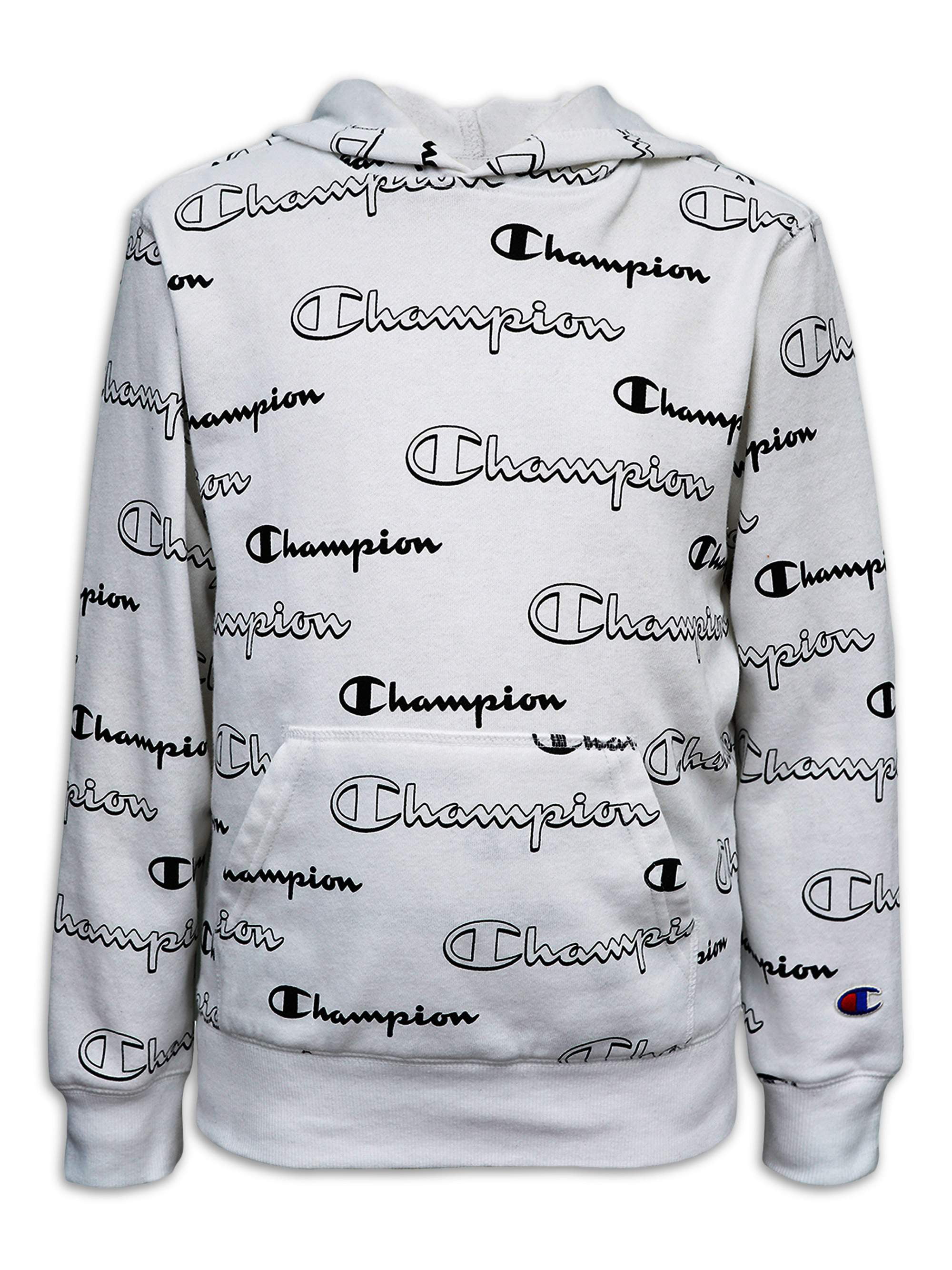Champion Kids Clothes Sweatshirts AOP) (Medium, Black Hood On Youth Heritage with Hoody Fleece Pull Sweatshirt
