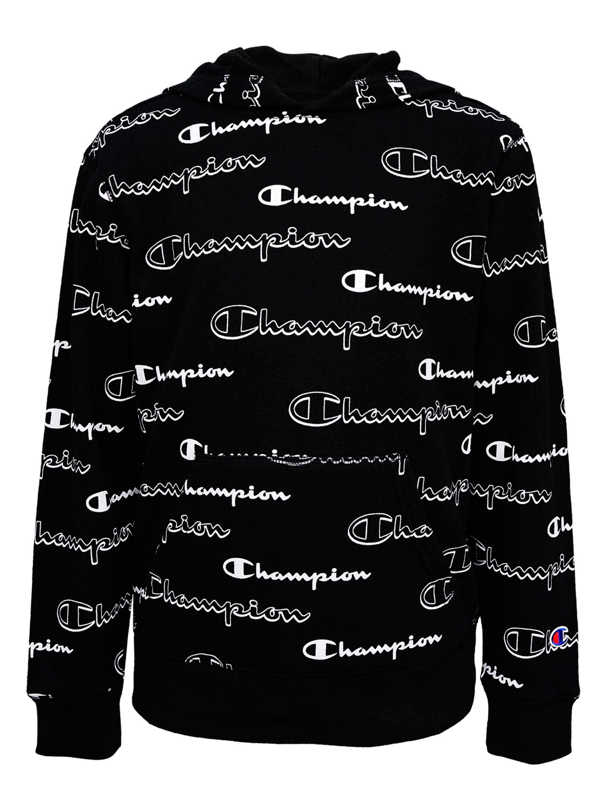 Champion Kids Clothes Sweatshirts Youth Heritage Fleece Pull On Hoody  Sweatshirt with Hood (Large, Black AOP)