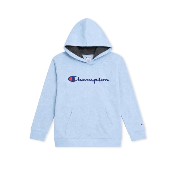 Champion Boys Signature Logo Pullover Fleece Hoodie - Light Blue - Size Large