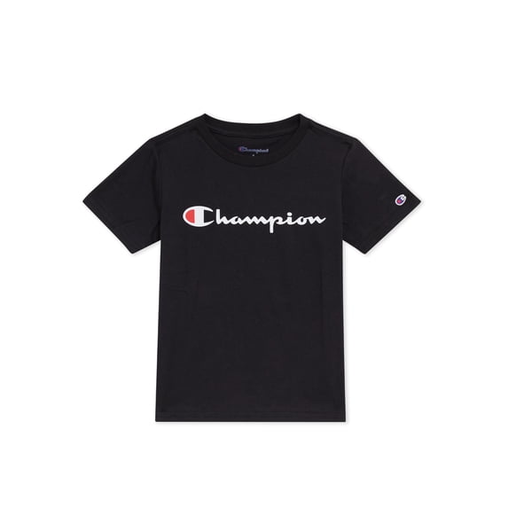 Champion Boys Signature Logo Short Sleeve Tee - Black - Size Large