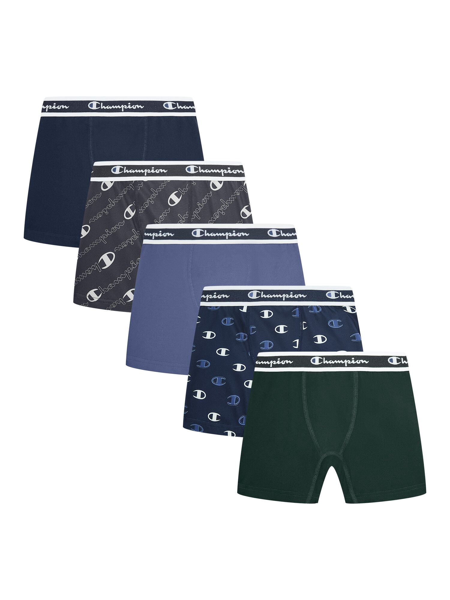 Champion Boys’ Softest Touch Classic Boxer Briefs, 5 Pack, Sizes XS–XL