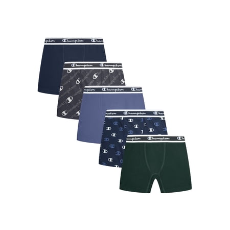 Champion Boys’ Softest Touch Classic Boxer Briefs, 5 Pack, Sizes XS–XL