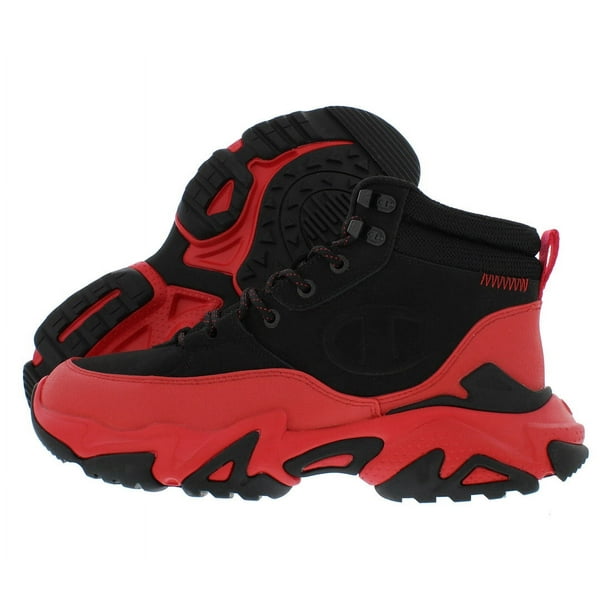 Red and black champion shoes best sale