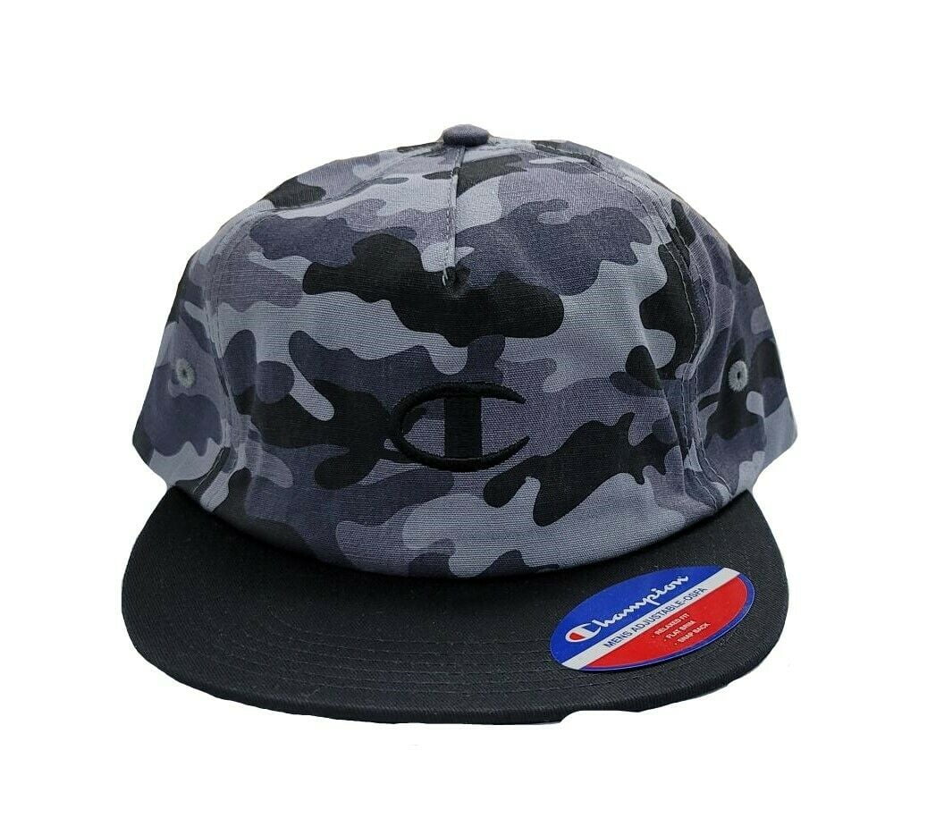 海外個人輸入 Champion Camo Unstructed Flat Bill Cap One Size Black/Grey 服&ファッション小物