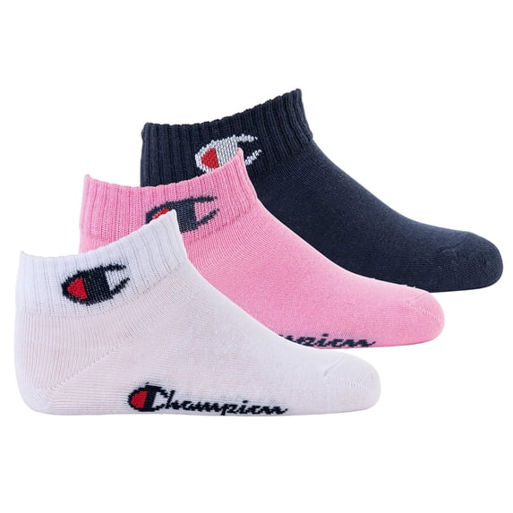 Champion Children's Socks, 3-Pack - Quarter, Solid Colour Pink/Weiß/Blau 27-30