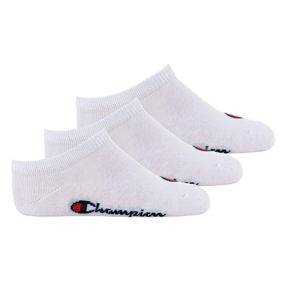 Champion Children's Socks, 3-Pack - Sneaker, Solid Colour White 27-30