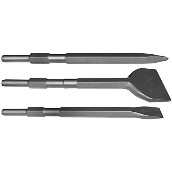 Champion Chisel 3pc Concrete Chisel Set - 17mm Shank, 11" Long Moil Point & 3" Wide Chisel - Made in USA$$Tools & Hardware Other