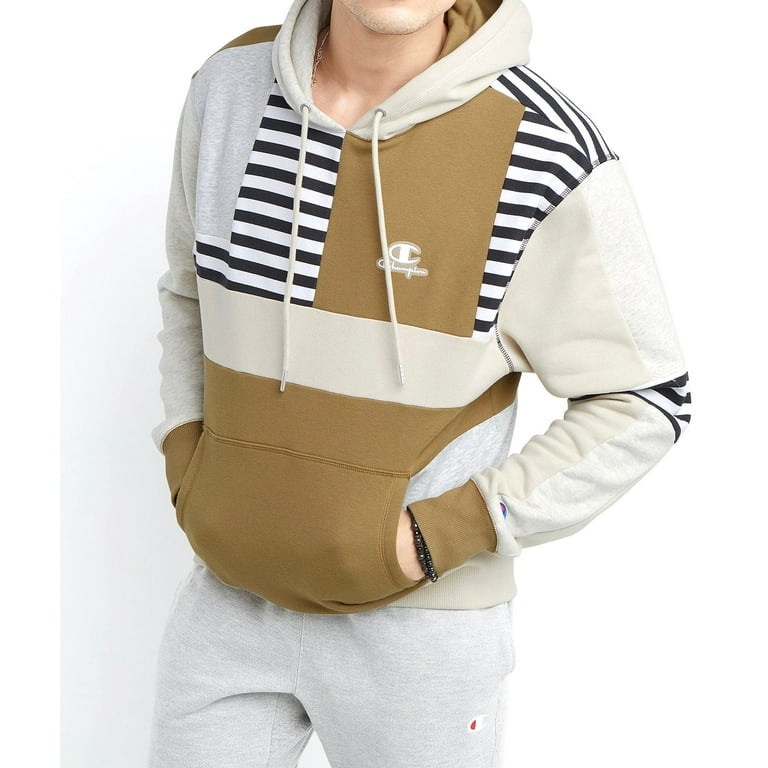 Champion Classic Fleece Blocked Hoodie Size SMALL Color TAN