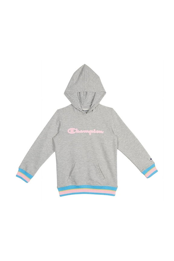 Classic Logo Print Pull Over Womens Active Hoodie Size S, Color: Grey/Pink