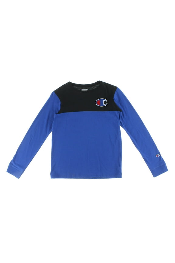 Colorblock Long-Sleeve Boys Active Shirts & Tees Size L, Color: Blue/Black