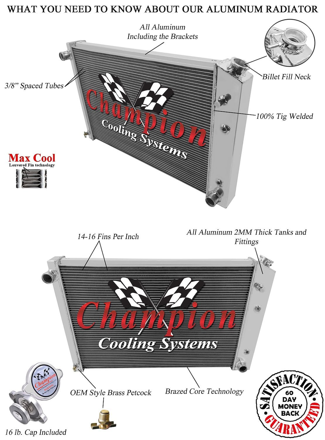 Champion Cooling Systems AE716 All Aluminum Radiator - Walmart.com