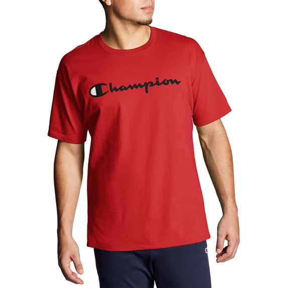 Champion Crew Neck Short Sleeve Script Logo Graphic T Shirt (Men's and Big Men's)