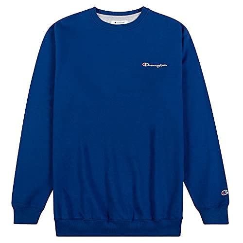 Champion Crewneck Fleece Sweatshirt for Men's Big and Tall with Script Logo (6X, ROYAL)