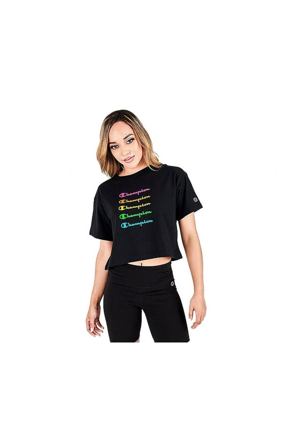 Cropped Heritage Womens Active Shirts & Tees Size S, Color: Black/Black