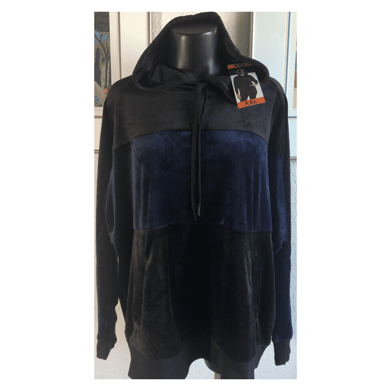 Champion Elite Women s Velour Pullover Hoodie Sweatshirt Black Navy 2XL Walmart