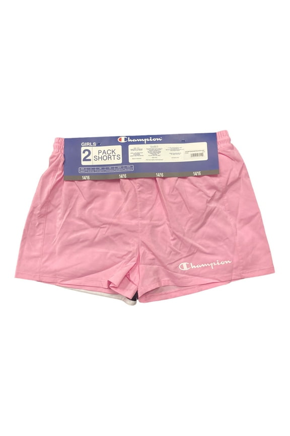 Girl's 2-Pack 2.5" Inseam Active Elastic Waist & Drawstring Shorts (Black/Pink, 4)