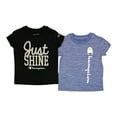 thumbnail image 1 of Champion Girl's 2 Pack Polyester & Cotton Graphic Print Active Tees (Deep Porte Blue/Black, 4), 1 of 1
