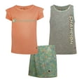 thumbnail image 1 of Champion Girl's 3 Piece Polyester Tee, Cotton Tank & Short Set (Macaron Coral/Oxford Heather/Aruba Blue, 3T), 1 of 2