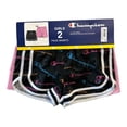 thumbnail image 1 of Champion Girl's Adjustable Waist 2-Pack 2.5" Inseam Active Shorts (Black/Pink. 5/6), 1 of 3