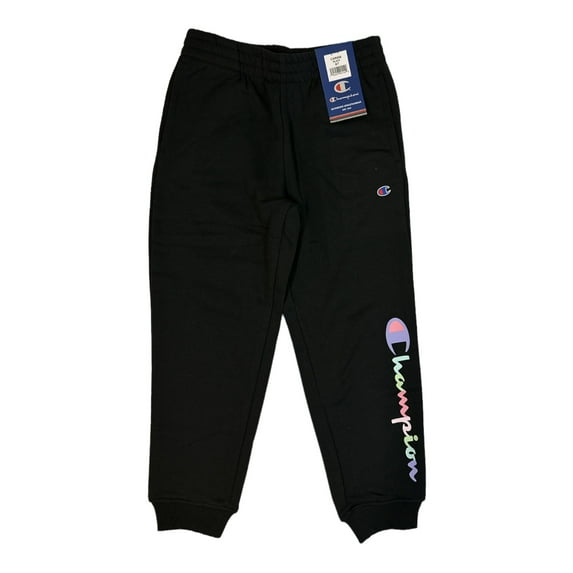 Champion Girl's Standard Fit Powerblend Fleece Full Length Jogger Pant (Black, 14/16)