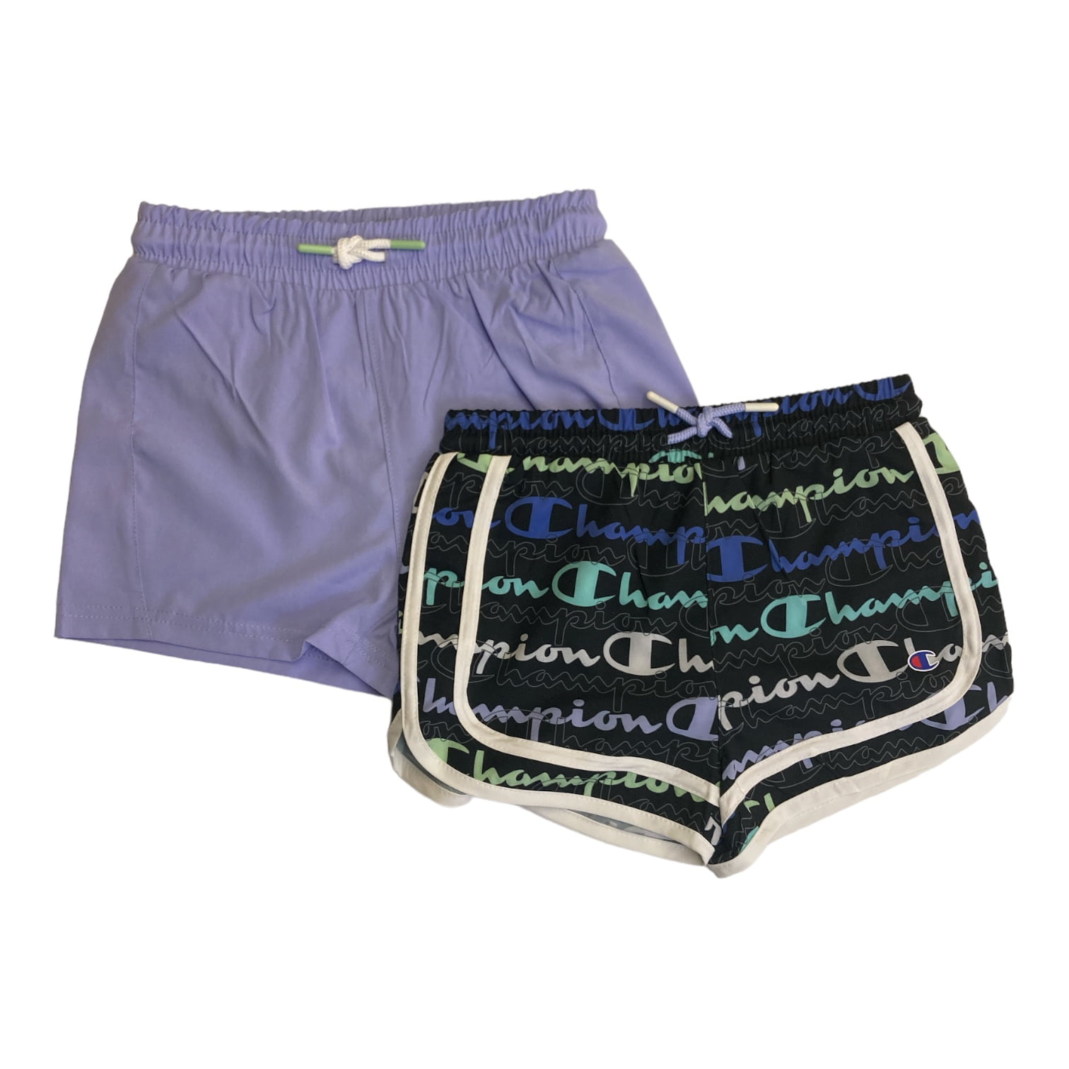 Champion Girls 2 Pack Active Stretch Comfort Shorts Aruba Blue Deep Forte Blue 4 Walmart
