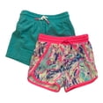 thumbnail image 1 of Champion Girls' 2 Pack Active Stretch Comfort Shorts (Pink Marble/Ocean Teal, 7/8), 1 of 1