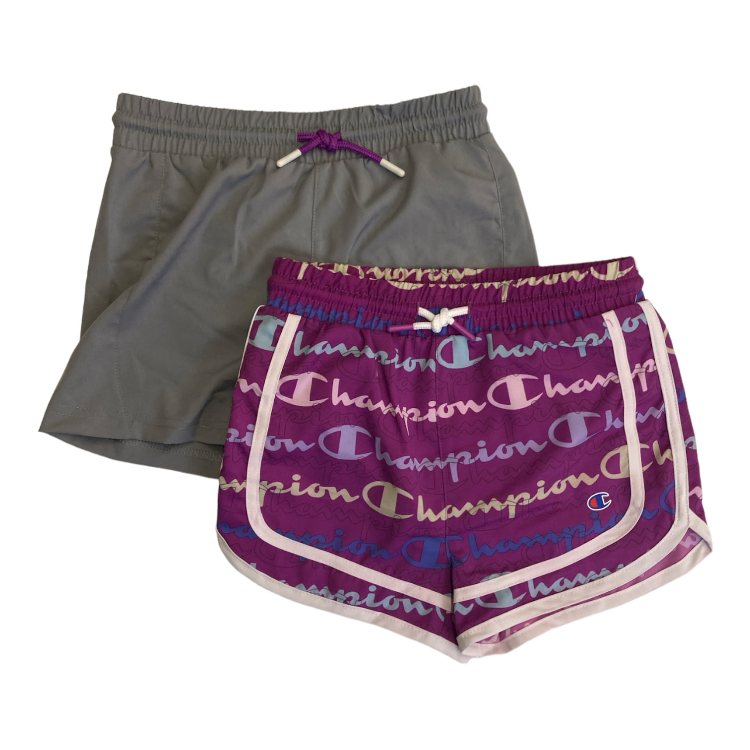 Champion Girls 2 Pack Active Stretch Comfort Shorts Raspberry Shock Concrete 4 Walmart