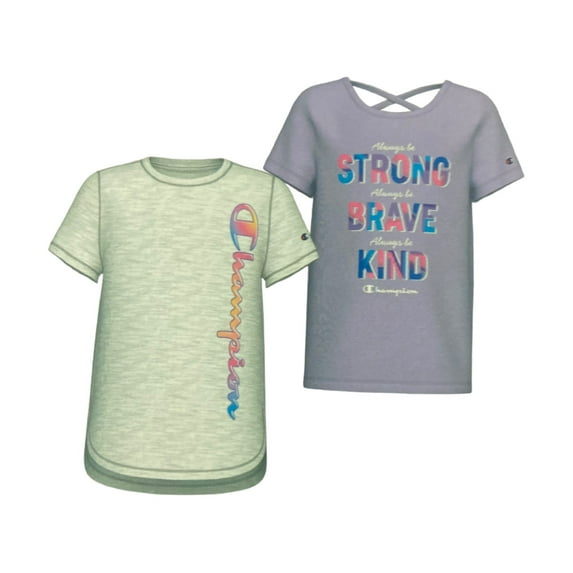 Champion Girls 2-Pack Active Wear UPF 30 Moisture Wicking Criss Cross Back T-shirts