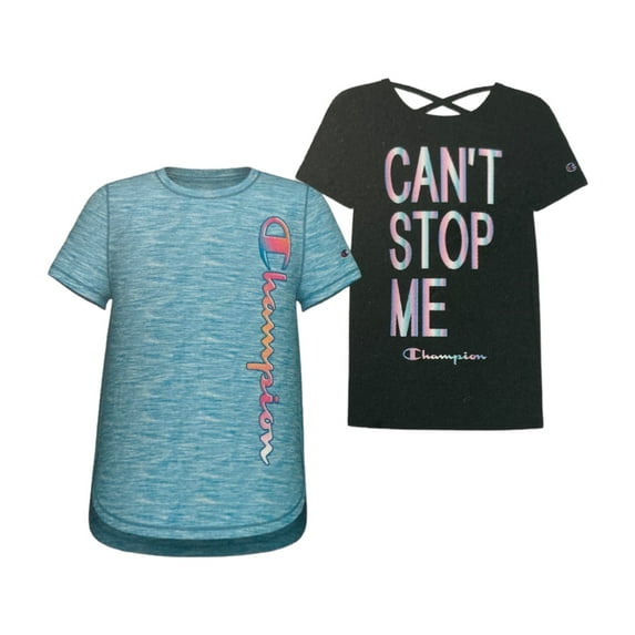 Champion Girls 2-Pack Active Wear UPF 30 Moisture Wicking Criss Cross Back T-shirts