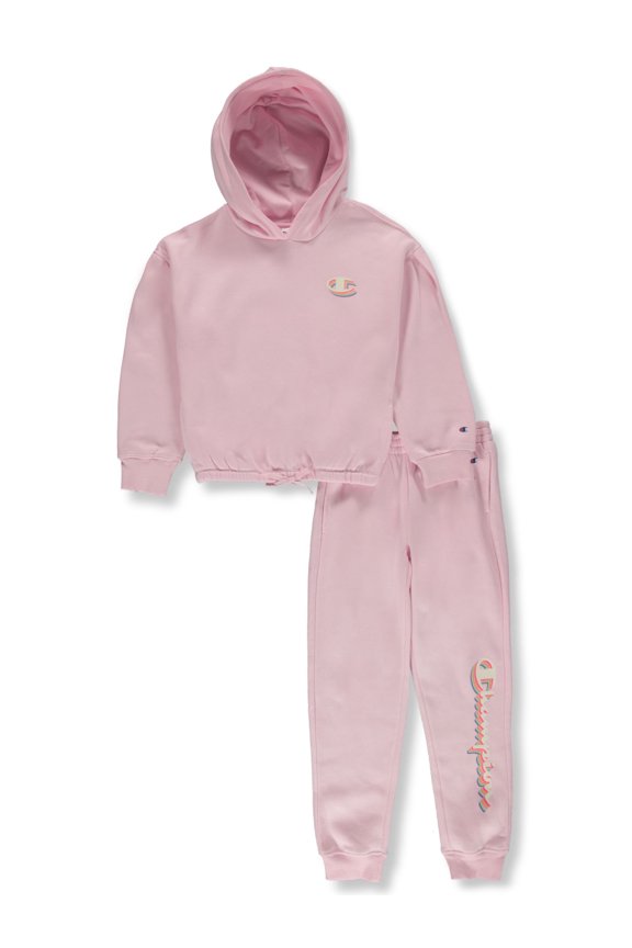 Girls' 2-Piece Hoodie Joggers Set Outfit Color: pink Size: 6