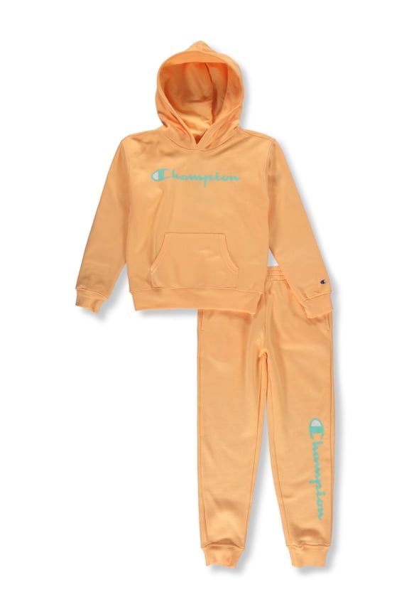 Girls' 2-Piece Joggers Set Outfit Color: peach Size: 2t