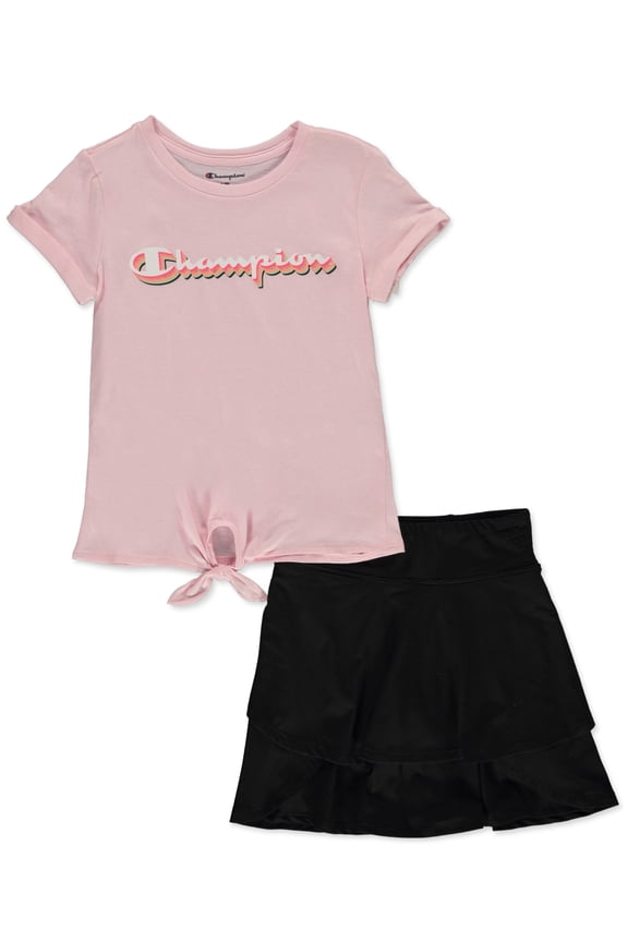 Girls' 2-Piece Skorts Set Outfit Color: pink Size: 5