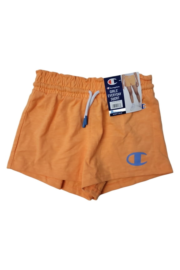 Girls 3" Inseam Elastic Waistband Drawstring Pull-On Active Shorts (Papaya, M (7/8))