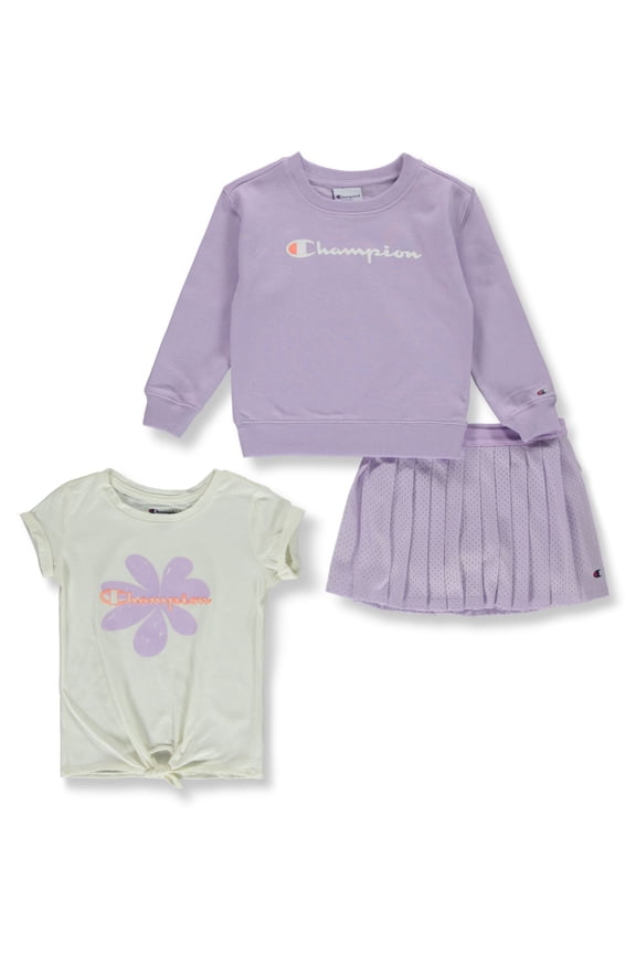 Girls' 3-Piece Flower Skirts Set Outfit Color: lilac Size: 4t
