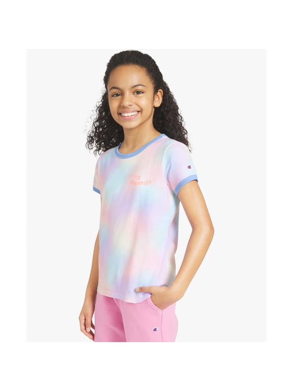 Girls All-Over Print Ringer Tee - Pastel Multi - Size X-Large