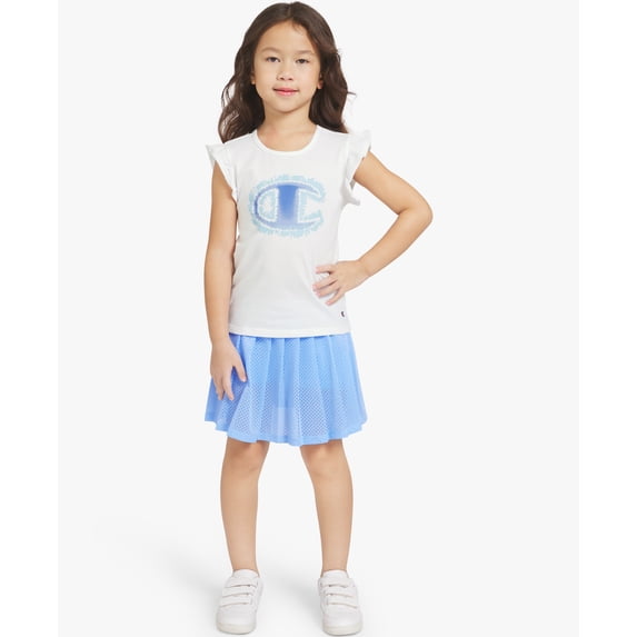 Champion Girls Graphic Tee and Pleated Skort Set - Bright White - Size 4