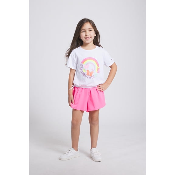 Champion Girls Graphic Tee and Woven Shorts Set - Pop Pink - Size 4