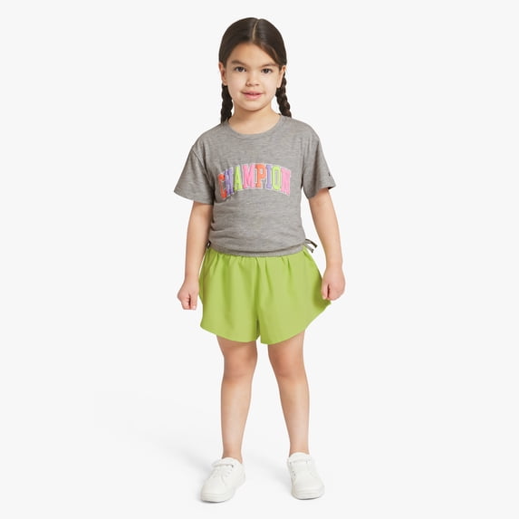 Champion Girls Graphic Tee and Woven Shorts Set - Sharp Green - Size 4