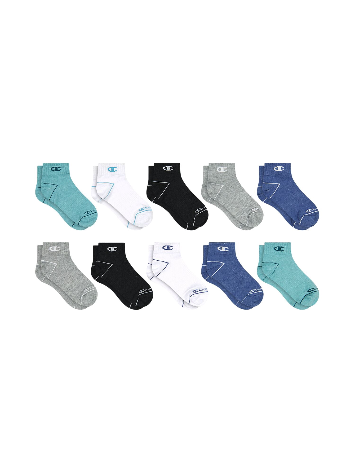 Champion Girls Lightweight Performance+ Kid Ankle Socks, 10 Pack, Sizes S–L