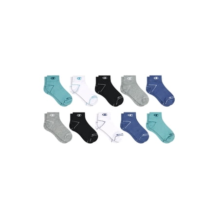 Champion Girls Lightweight Performance+ Kid Ankle Socks, 10 Pack, Sizes S–L