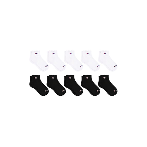 Champion Girls Lightweight Performance+ Kid Ankle Socks, 10 Pack, Sizes S–L
