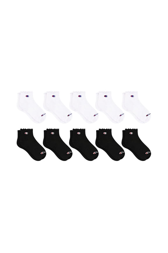 Girls Lightweight Performance+ Kid Ankle Socks, 10 Pack, Sizes S–L