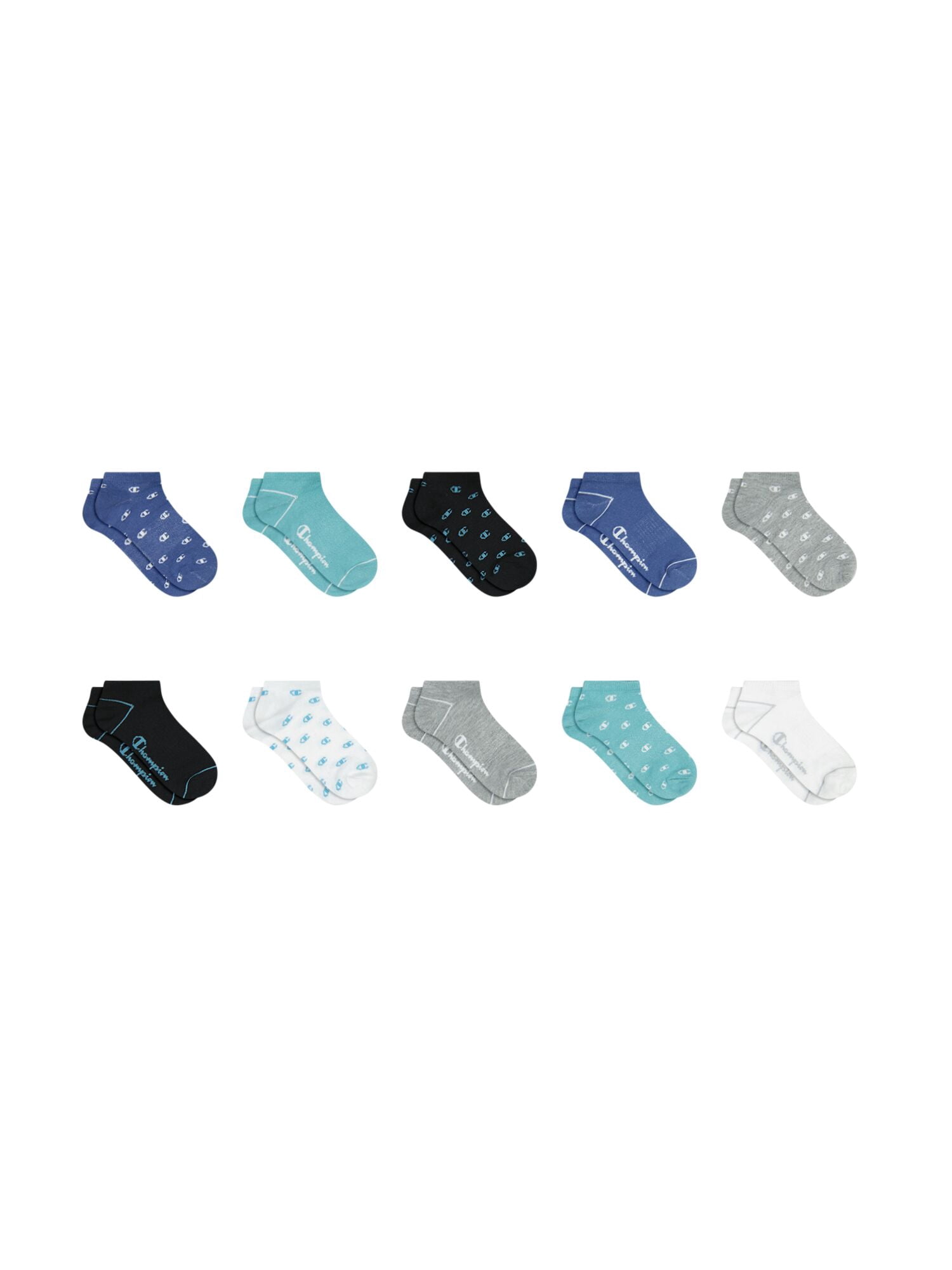 Champion Girls Lightweight Performance+ Kid Low Cut Socks, 10 Pack, Sizes S–L