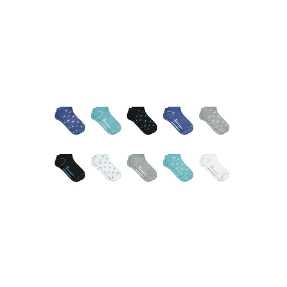 Champion Girls Lightweight Performance+ Kid Low Cut Socks, 10 Pack, Sizes S–L