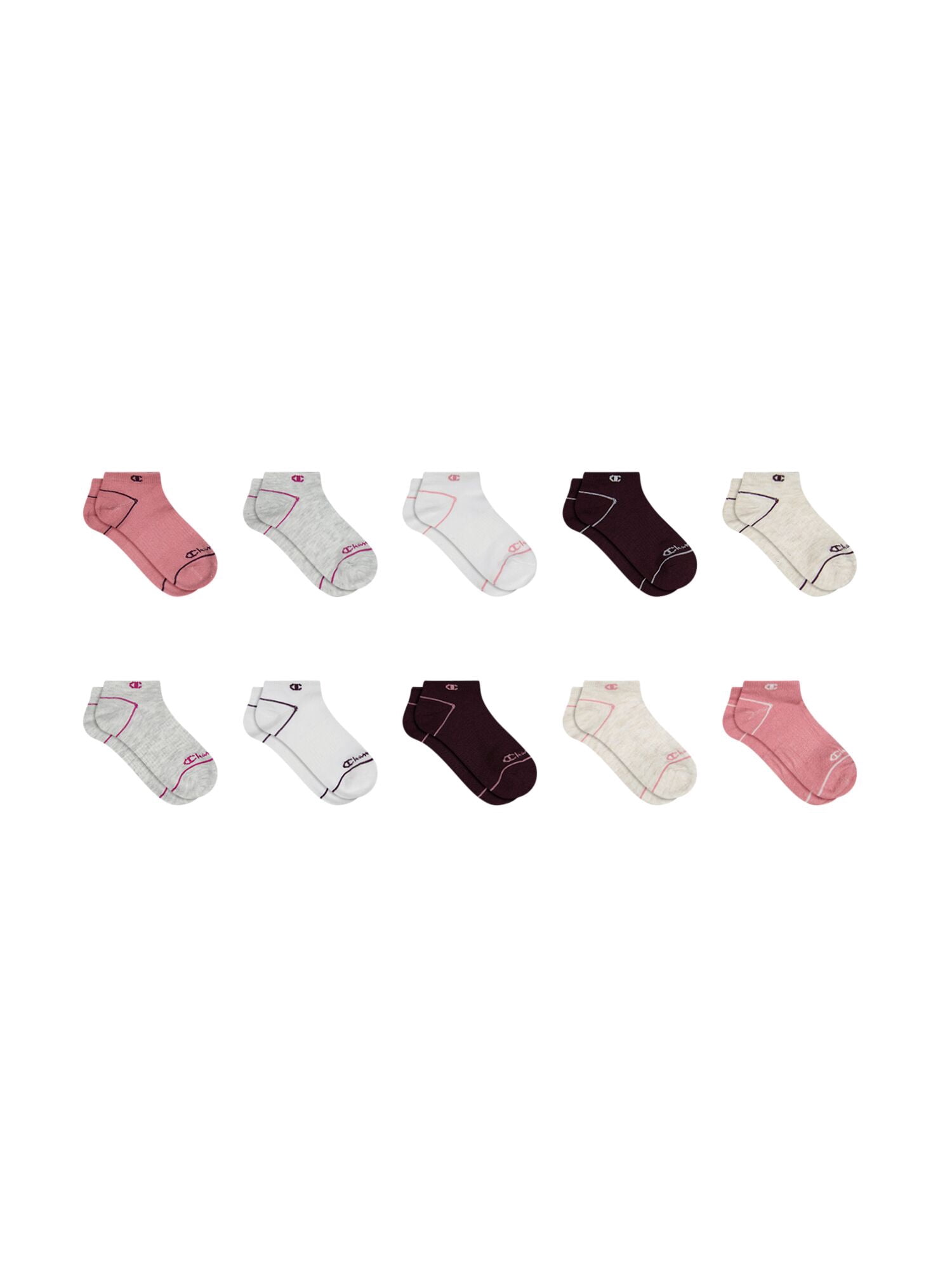 Champion Girls Lightweight Performance+ Kid Low Cut Socks, 10 Pack, Sizes S–L