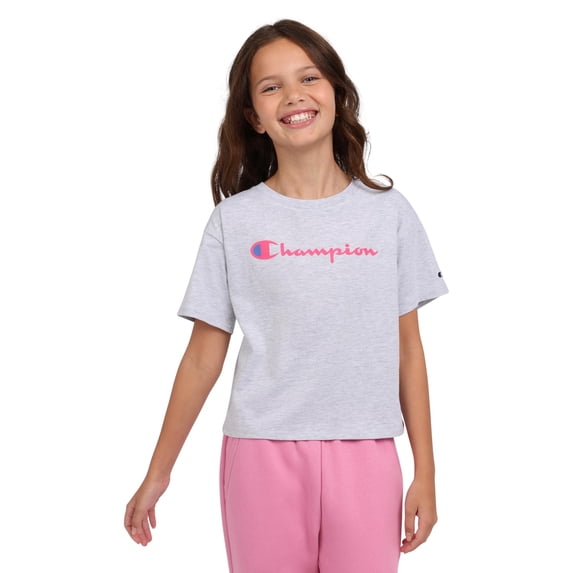 Champion Girls Meet and Greet Loose-Fit Tee - Heather Gray - Size Large
