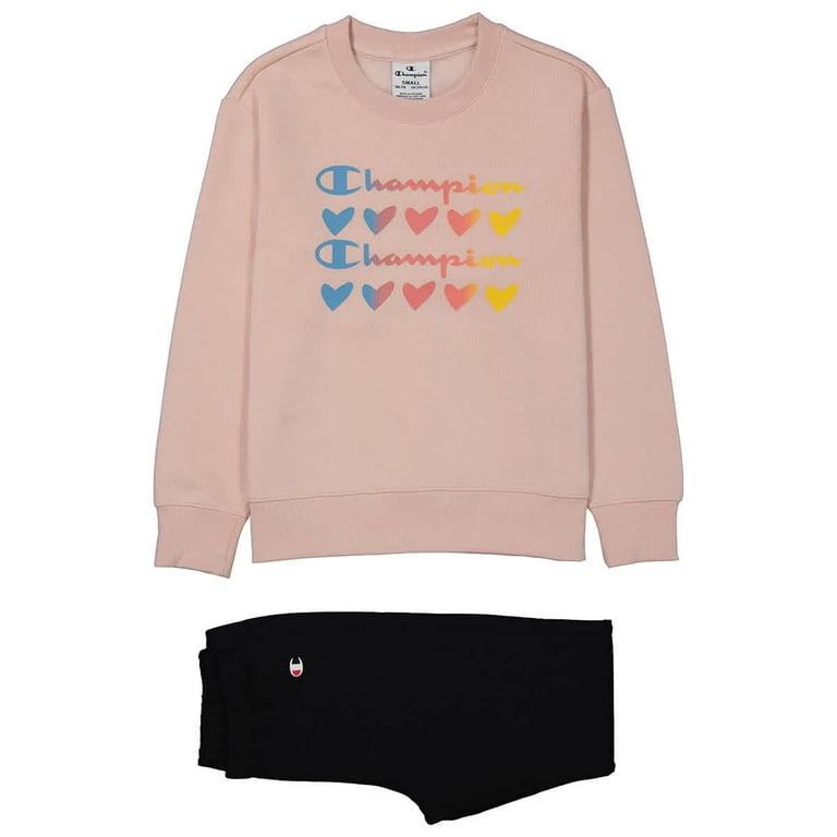 Champion Girls Pink Fleece Heart 2pc Tracksuit Size Small Walmart
