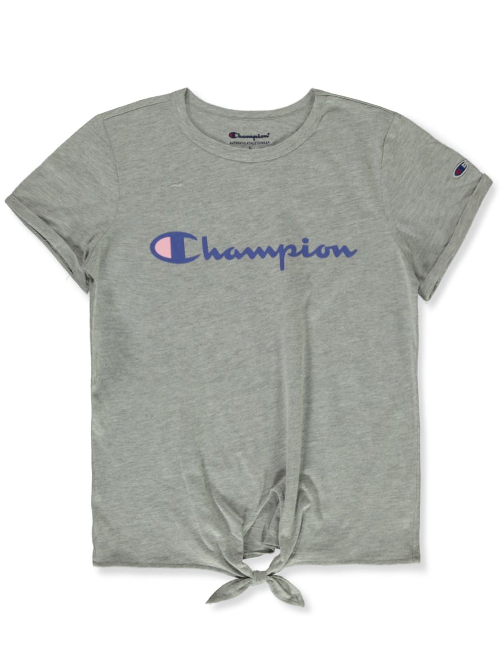Champion Girls Script Tie Front T Shirt oxford heather 14 Big Girls Walmart
