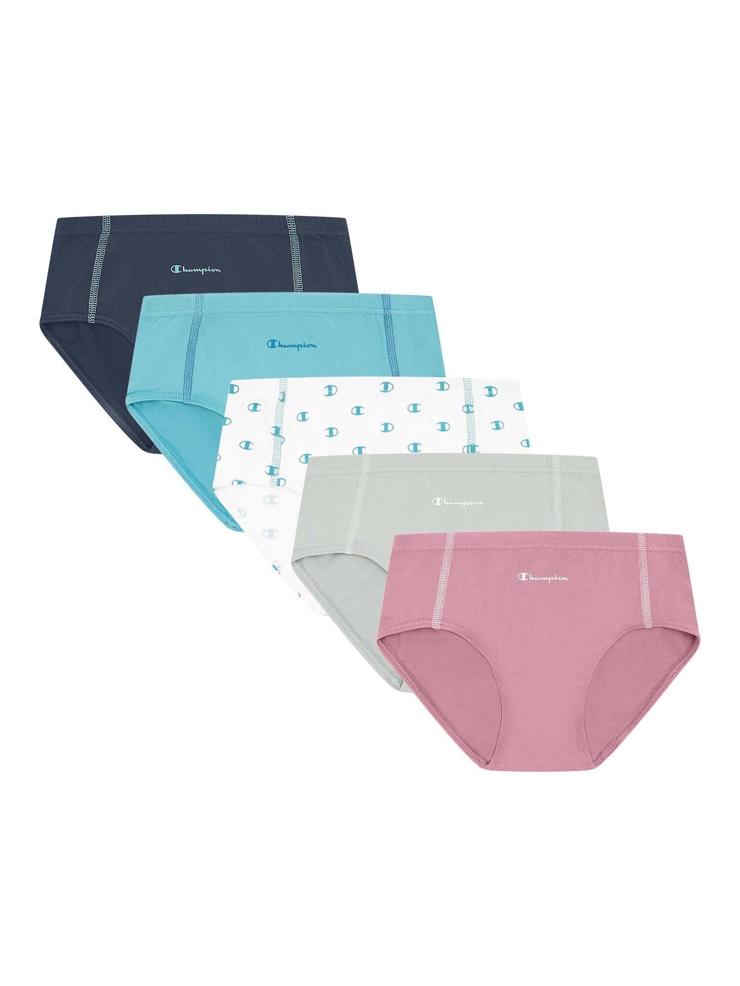 Champion Girls’ Softest Touch Classic Briefs, 5 Pack, Sizes XS–XL