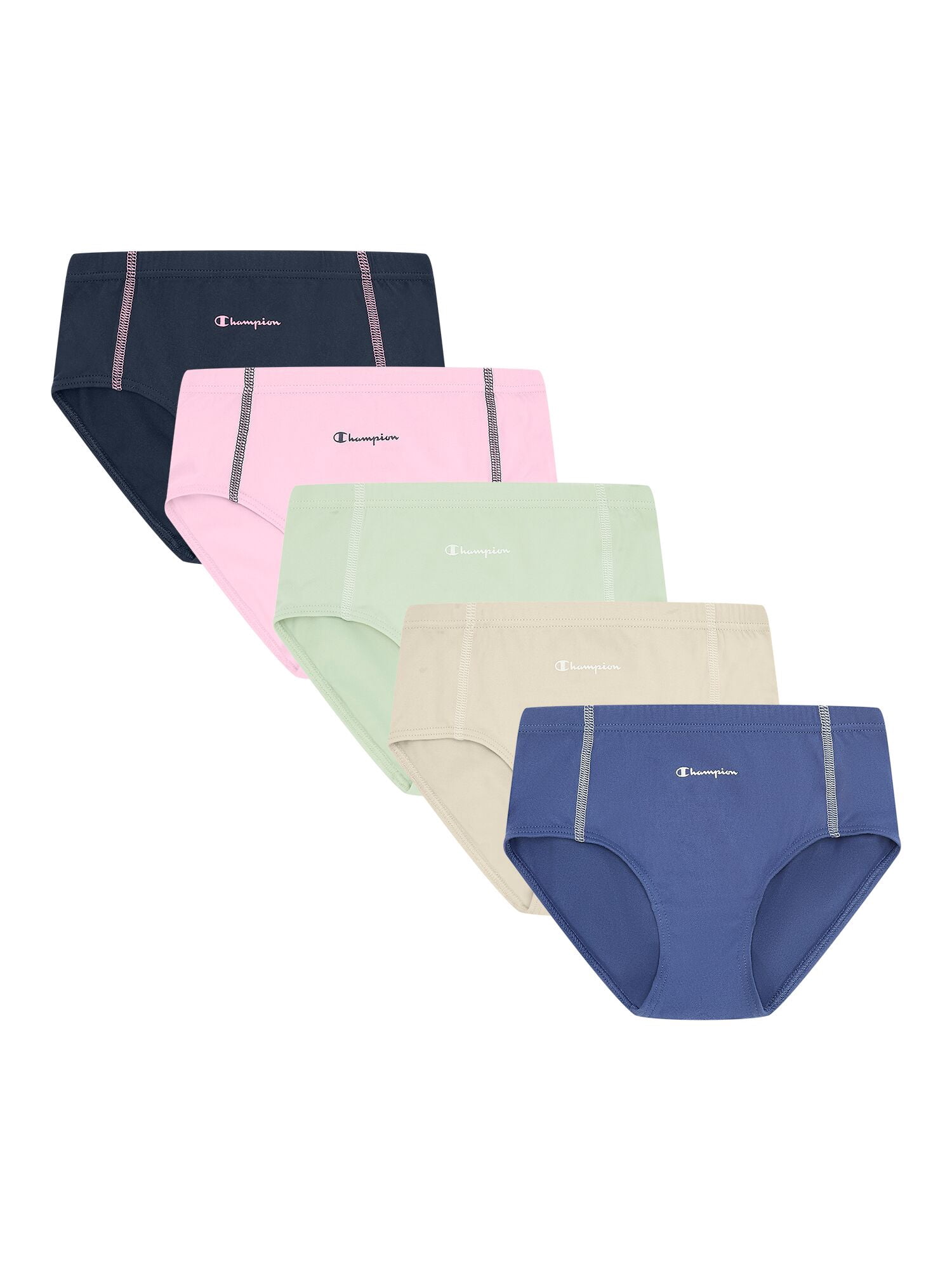 Champion Girls’ Softest Touch Classic Briefs, 5 Pack, Sizes XS–XL